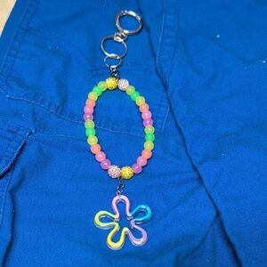 Colorful Beaded Flower Keychain